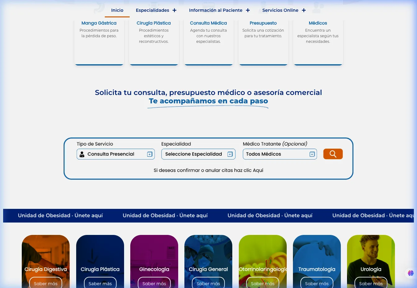 Clínica Cumbres — Especialidades