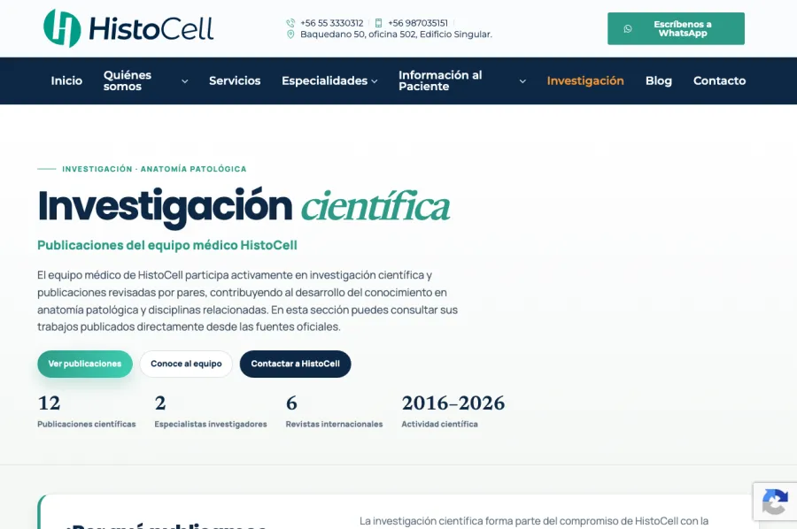 Landing de investigación y publicaciones